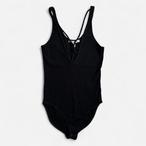 XS Express Black Ribbed Strappy Bodysuit